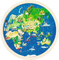 Jucarie din lemn pentru copii- Puzzle World - 57 de piese- Goki