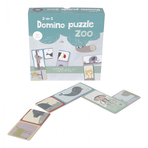 Jucarie educativa pentru copii, Puzzle cu animale de tip Domino  - Little Dutch