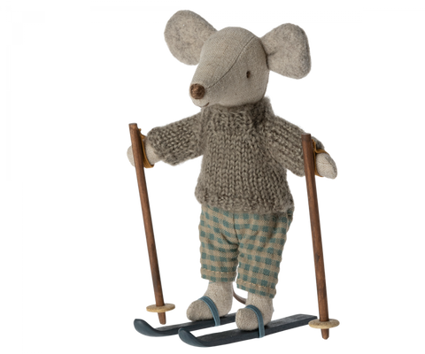 Jucarie Maileg Winter mouse with ski set, Big brother