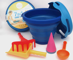 Set pentru plaja- 7 in 1- albastru,pliabil - Compact Toys