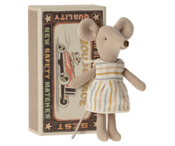 Jucarie textila- Soricel Maileg- Big sister mouse in matchbox