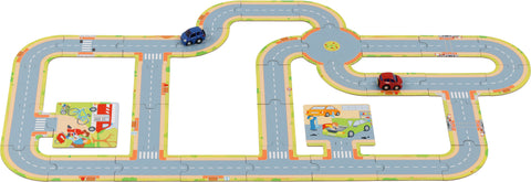Jucarie interactiva pentru copii- Traseu puzzle si 2 masini- Goki