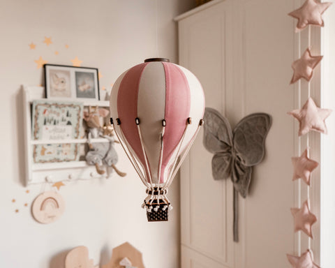 Balon decorativ  din material textil  pentru camera copilului- Light Pink - White- 50 cm