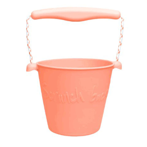 Jucarie pentru plaja- Galeata pliabila din silicon, Coral - Scrunch Kids
