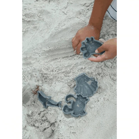 Jucarie pentru copii -  Set de 4 forme pentru nisip, din silicon, Anthracite Grey - Scrunch Kids