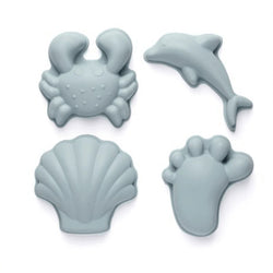 Jucarie pentru plaja - Set de 4 forme pentru nisip, din silicon,Duck Egg Blue- Scrunch Kids