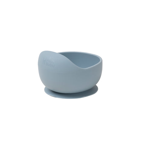 Set diversificare bol din  silicon cu ventuza anti-alunecare,  lingurita si furculita bleu- LE PETIT BUBU